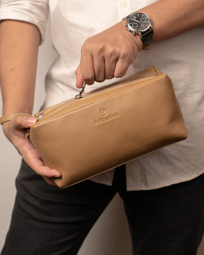 The Hatch – Double Compartment Beige Travel Pouch