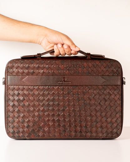 The Dutchcase – Executive Braided Leather Briefcase Bag ( oxred )