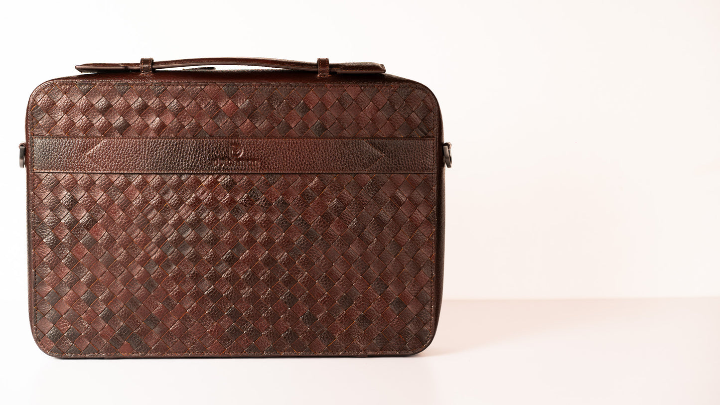 The Dutchcase – Executive Braided Leather Briefcase Bag ( oxred )